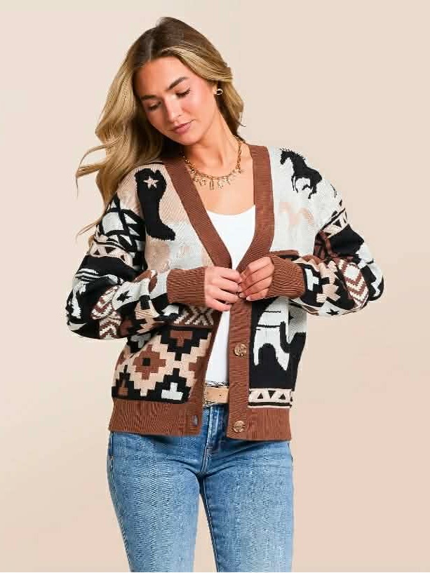 Wrangler Retro Cardigan - Western-Inspired Design - Wmns Sz Large